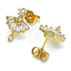 Arete Dormilona 02.387.0094 Oro Laminado, Diseño de Baguette, con Blanca Zirconia Cubica, Pulido, Tono Dorado