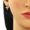 Arete Dormilona 02.387.0094.3 Oro Laminado, Diseño de Baguette, con Rosado and Blanca Zirconia Cubica, Pulido, Tono Dorado