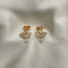 Arete Dormilona 02.387.0094.3 Oro Laminado, Diseño de Baguette, con Rosado and Blanca Zirconia Cubica, Pulido, Tono Dorado