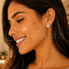 Arete Dormilona 02.387.0095 Oro Laminado, Diseño de Ojo Griego, con Blanca Zirconia Cubica, Pulido, Tono Dorado