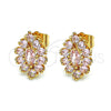 Arete Dormilona 02.387.0095.1 Oro Laminado, Diseño de Ojo Griego, con Rosado Zirconia Cubica, Pulido, Tono Dorado