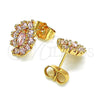 Arete Dormilona 02.387.0095.1 Oro Laminado, Diseño de Ojo Griego, con Rosado Zirconia Cubica, Pulido, Tono Dorado