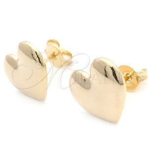 Arete Dormilona 02.02.0493 Oro Laminado, Diseño de Corazón, Pulido, Tono Dorado