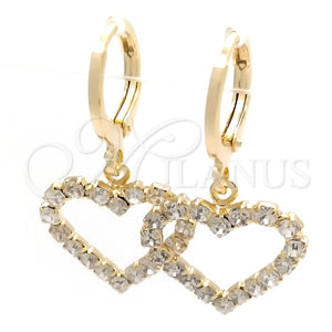 Argolla Huggie 02.02.0494.2.15 Oro Laminado, Diseño de Corazón, con Blanca Zirconia Cubica, Pulido, Tono Dorado