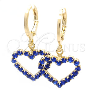 Argolla Huggie 02.02.0494.3.15 Oro Laminado, Diseño de Corazón, con Topacio Azul Zirconia Cubica, Pulido, Tono Dorado
