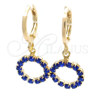Argolla Huggie 02.02.0495.2.15 Oro Laminado, con Topacio Azul Zirconia Cubica, Pulido, Tono Dorado