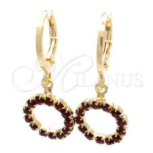 Argolla Huggie 02.02.0495.3.15 Oro Laminado, con Granate Zirconia Cubica, Pulido, Tono Dorado