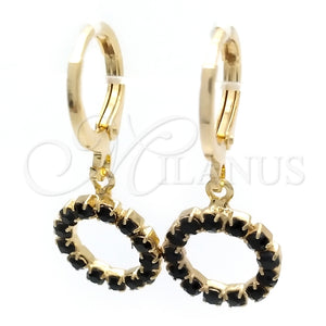 Argolla Huggie 02.02.0495.4.15 Oro Laminado, con Negro Zirconia Cubica, Pulido, Tono Dorado