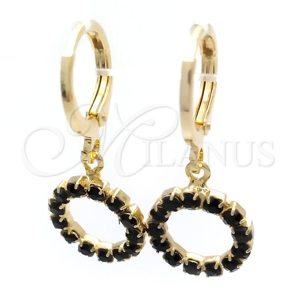 Argolla Huggie 02.02.0495.4.15 Oro Laminado, con Negro Zirconia Cubica, Pulido, Tono Dorado