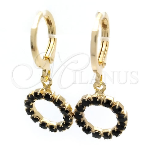 Argolla Huggie 02.02.0495.4.15 Oro Laminado, con Negro Zirconia Cubica, Pulido, Tono Dorado