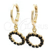 Argolla Huggie 02.02.0495.4.15 Oro Laminado, con Negro Zirconia Cubica, Pulido, Tono Dorado