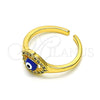 Anillo Multi Piedra 01.310.0015 Oro Laminado, Diseño de Ojo Griego, con Blanca Micro Pave, Esmaltado Azul, Tono Dorado (One size fits all)