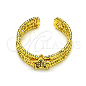 Anillo Multi Piedra 01.310.0019 Oro Laminado, Diseño de Estrella, con Blanca Micro Pave, Pulido, Tono Dorado (One size fits all)