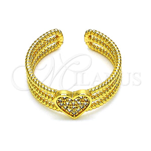 Anillo Multi Piedra 01.310.0020 Oro Laminado, Diseño de Corazón, con Blanca Micro Pave, Pulido, Tono Dorado (One size fits all)