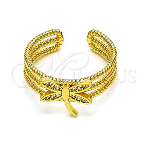 Anillo Multi Piedra 01.310.0021 Oro Laminado, Diseño de Libélula, con Blanca Micro Pave, Pulido, Tono Dorado (One size fits all)