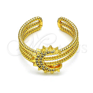 Anillo Multi Piedra 01.310.0023 Oro Laminado, Diseño de Luna, con Blanca Micro Pave, Pulido, Tono Dorado (One size fits all)