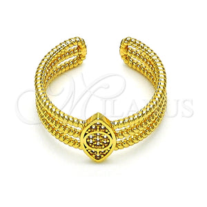 Anillo Multi Piedra 01.310.0024 Oro Laminado, Diseño de Ojo Griego, con Blanca Micro Pave, Pulido, Tono Dorado (One size fits all)