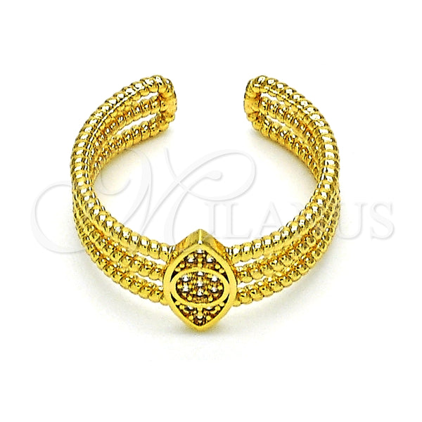 Anillo Multi Piedra 01.310.0024 Oro Laminado, Diseño de Ojo Griego, con Blanca Micro Pave, Pulido, Tono Dorado (One size fits all)