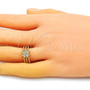 Anillo Multi Piedra 01.310.0025 Oro Laminado, Diseño de Trébol de Cuatro Hojas, con Blanca Micro Pave, Pulido, Tono Dorado (One size fits all)