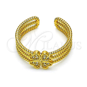 Anillo Multi Piedra 01.310.0025 Oro Laminado, Diseño de Trébol de Cuatro Hojas, con Blanca Micro Pave, Pulido, Tono Dorado (One size fits all)