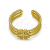 Anillo Multi Piedra 01.310.0025 Oro Laminado, Diseño de Trébol de Cuatro Hojas, con Blanca Micro Pave, Pulido, Tono Dorado (One size fits all)