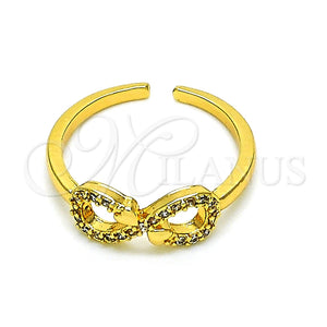 Anillo Multi Piedra 01.310.0031 Oro Laminado, Diseño de Infinito y Corazón, con Blanca Micro Pave, Pulido, Tono Dorado (One size fits all)