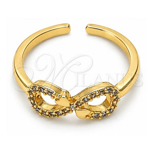 Anillo Multi Piedra 01.310.0031 Oro Laminado, Diseño de Infinito y Corazón, con Micro Pave Blanca, Pulido, Tono Dorado (Talla Unica)