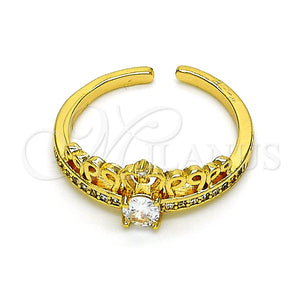 Anillo Multi Piedra 01.310.0032 Oro Laminado, Diseño de Corona, con Blanca Micro Pave, Pulido, Tono Dorado (One size fits all)