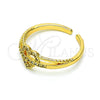 Anillo Multi Piedra 01.310.0033 Oro Laminado, Diseño de Corazón, con Blanca Micro Pave, Pulido, Tono Dorado (One size fits all)