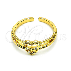 Anillo Multi Piedra 01.310.0033 Oro Laminado, Diseño de Corazón, con Blanca Micro Pave, Pulido, Tono Dorado (One size fits all)