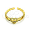 Anillo Multi Piedra 01.310.0033 Oro Laminado, Diseño de Corazón, con Blanca Micro Pave, Pulido, Tono Dorado (One size fits all)