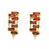 Argolla Huggie 02.210.0080.3.15 Oro Laminado, Diseño de Baguette, con Granate Zirconia Cubica, Pulido, Tono Dorado