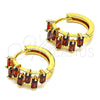 Argolla Huggie 02.210.0080.3.15 Oro Laminado, Diseño de Baguette, con Granate Zirconia Cubica, Pulido, Tono Dorado