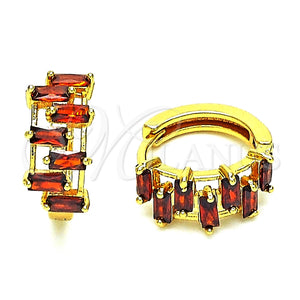 Argolla Huggie 02.210.0080.3.15 Oro Laminado, Diseño de Baguette, con Granate Zirconia Cubica, Pulido, Tono Dorado