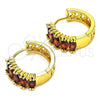 Argolla Huggie 02.210.0028.6.15 Oro Laminado, con Granate Zirconia Cubica, Pulido, Tono Dorado