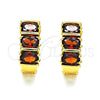 Argolla Huggie 02.210.0026.10.15 Oro Laminado, con Granate Zirconia Cubica, Pulido, Tono Dorado