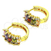 Argolla Huggie 02.210.0722.3.15 Oro Laminado, con Multicolor Zirconia Cubica, Pulido, Tono Dorado