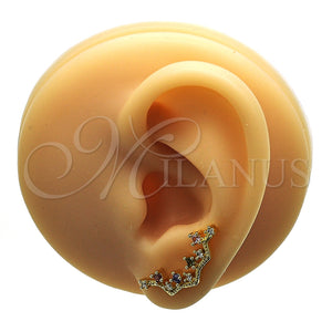 Earcuff 02.210.0725.1 Oro Laminado, con Multicolor Zirconia Cubica, Pulido, Tono Dorado