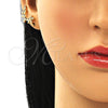 Earcuff 02.210.0726.1 Oro Laminado, Diseño de Flor, con Multicolor Micro Pave and Blanca Zirconia Cubica, Pulido, Tono Dorado