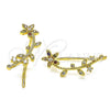 Earcuff 02.210.0726.1 Oro Laminado, Diseño de Flor, con Multicolor Micro Pave and Blanca Zirconia Cubica, Pulido, Tono Dorado