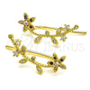 Earcuff 02.210.0726.1 Oro Laminado, Diseño de Flor, con Multicolor Micro Pave and Blanca Zirconia Cubica, Pulido, Tono Dorado