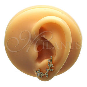 Earcuff 02.210.0726.1 Oro Laminado, Diseño de Flor, con Multicolor Micro Pave and Blanca Zirconia Cubica, Pulido, Tono Dorado