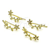 Earcuff 02.210.0726.1 Oro Laminado, Diseño de Flor, con Multicolor Micro Pave and Blanca Zirconia Cubica, Pulido, Tono Dorado