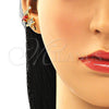 Earcuff 02.210.0727.1 Oro Laminado, Diseño de Estrella, con Multicolor Micro Pave and Granate Zirconia Cubica, Pulido, Tono Dorado