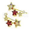 Earcuff 02.210.0727.1 Oro Laminado, Diseño de Estrella, con Multicolor Micro Pave and Granate Zirconia Cubica, Pulido, Tono Dorado