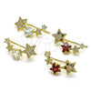 Earcuff 02.210.0727.1 Oro Laminado, Diseño de Estrella, con Multicolor Micro Pave and Granate Zirconia Cubica, Pulido, Tono Dorado