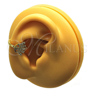 Earcuff 02.210.0728 Oro Laminado, Diseño de Ojo Griego, con Blanca Micro Pave, Pulido, Tono Dorado