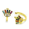 Earcuff 02.210.0728.1 Oro Laminado, Diseño de Ojo Griego, con Multicolor Micro Pave, Pulido, Tono Dorado