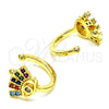 Earcuff 02.210.0728.1 Oro Laminado, Diseño de Ojo Griego, con Multicolor Micro Pave, Pulido, Tono Dorado