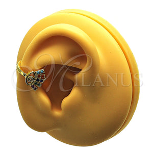 Earcuff 02.210.0728.1 Oro Laminado, Diseño de Ojo Griego, con Multicolor Micro Pave, Pulido, Tono Dorado